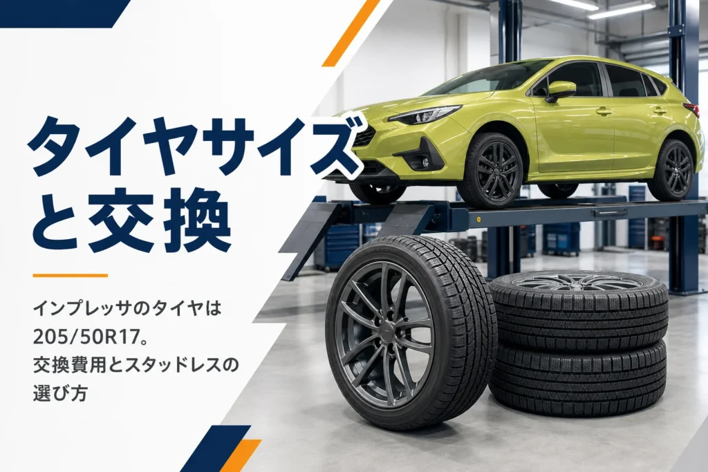 インプレッサのタイヤサイズと交換費用を説明する記事のイメージ画像