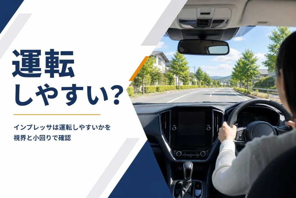 運転席から見たハッチバック車の前方視界のイメージ
