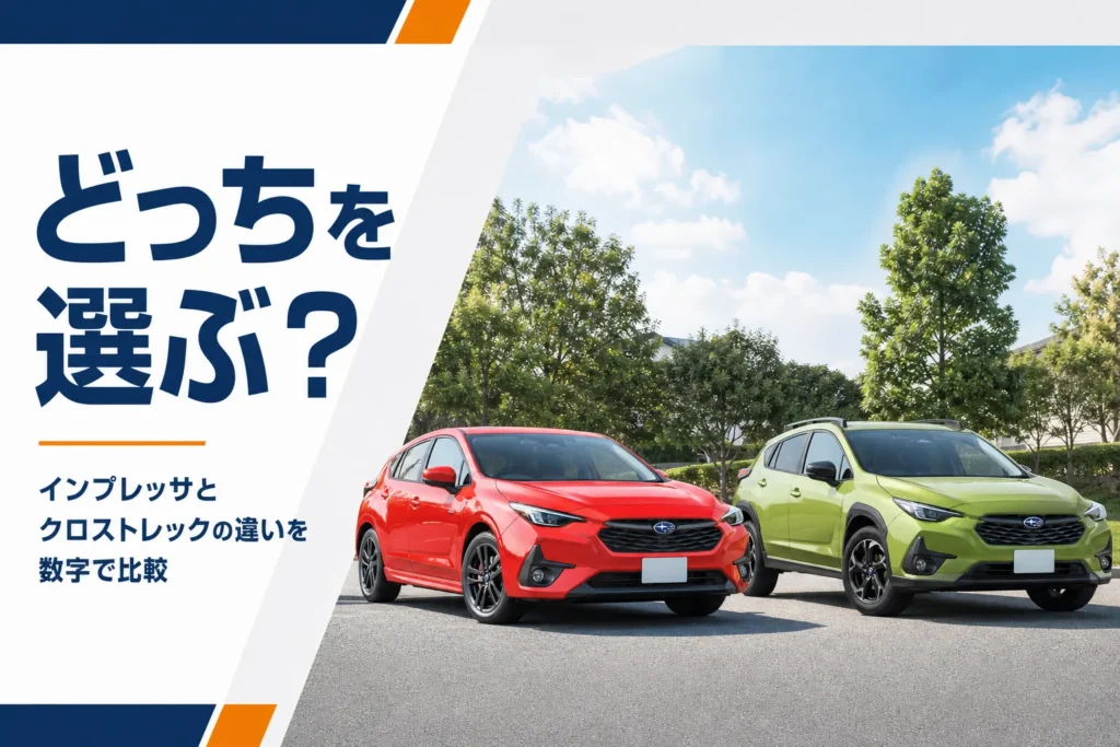 並んで停まるハッチバック車とコンパクトSUVのイメージ