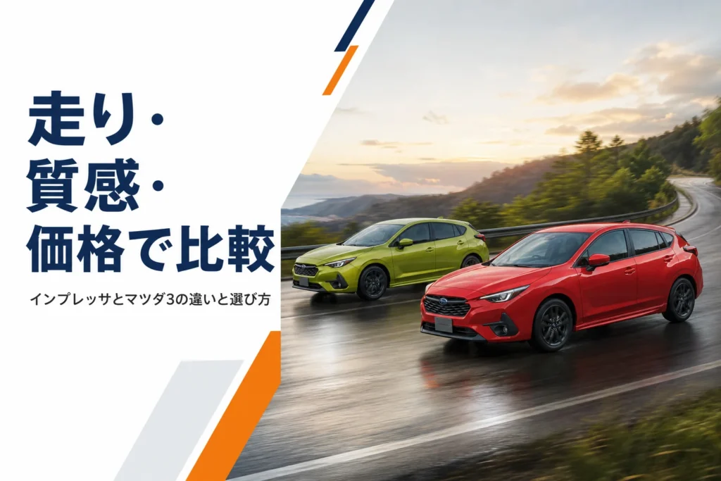 道路を走る2台のハッチバック車のイメージ